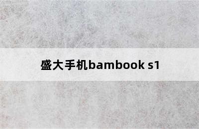 盛大手机bambook s1